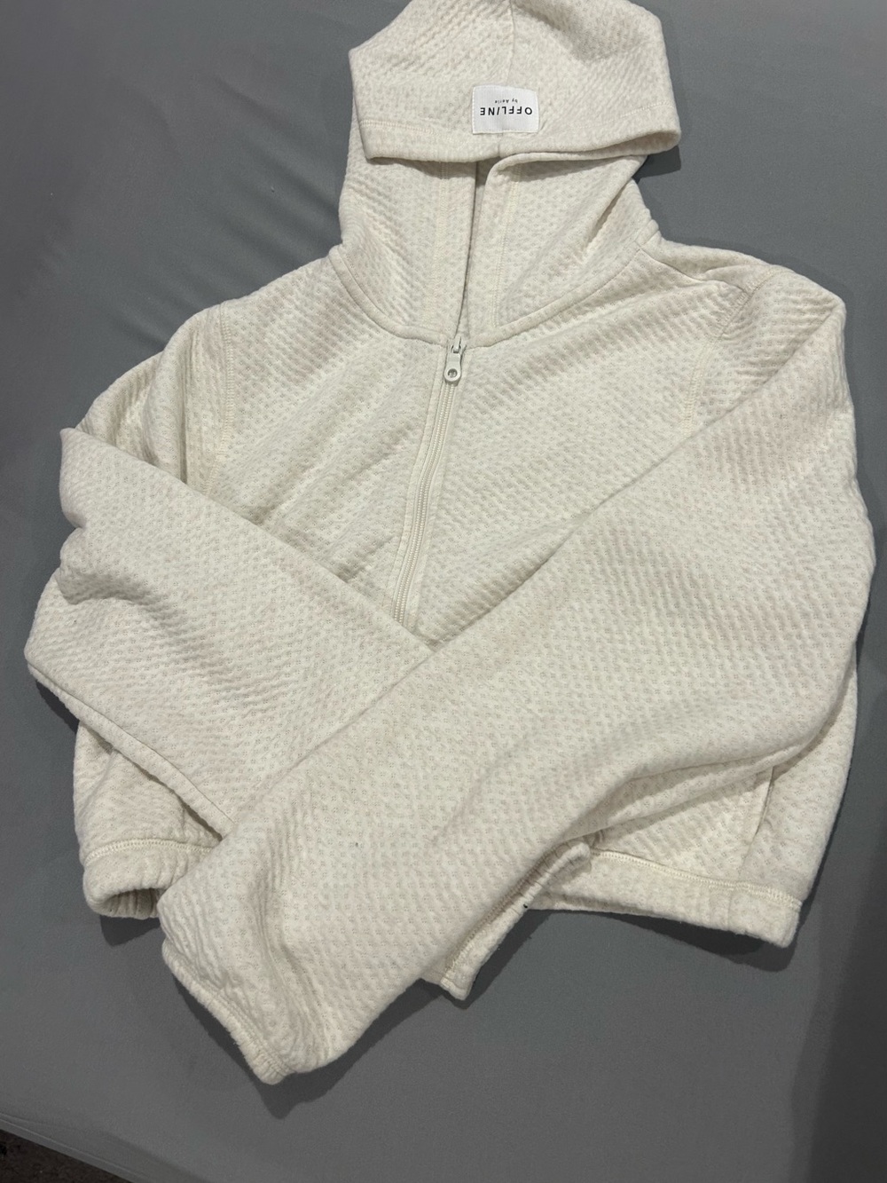 OFFLINE by Aerie Cropped Waffle Pattern Hoodie